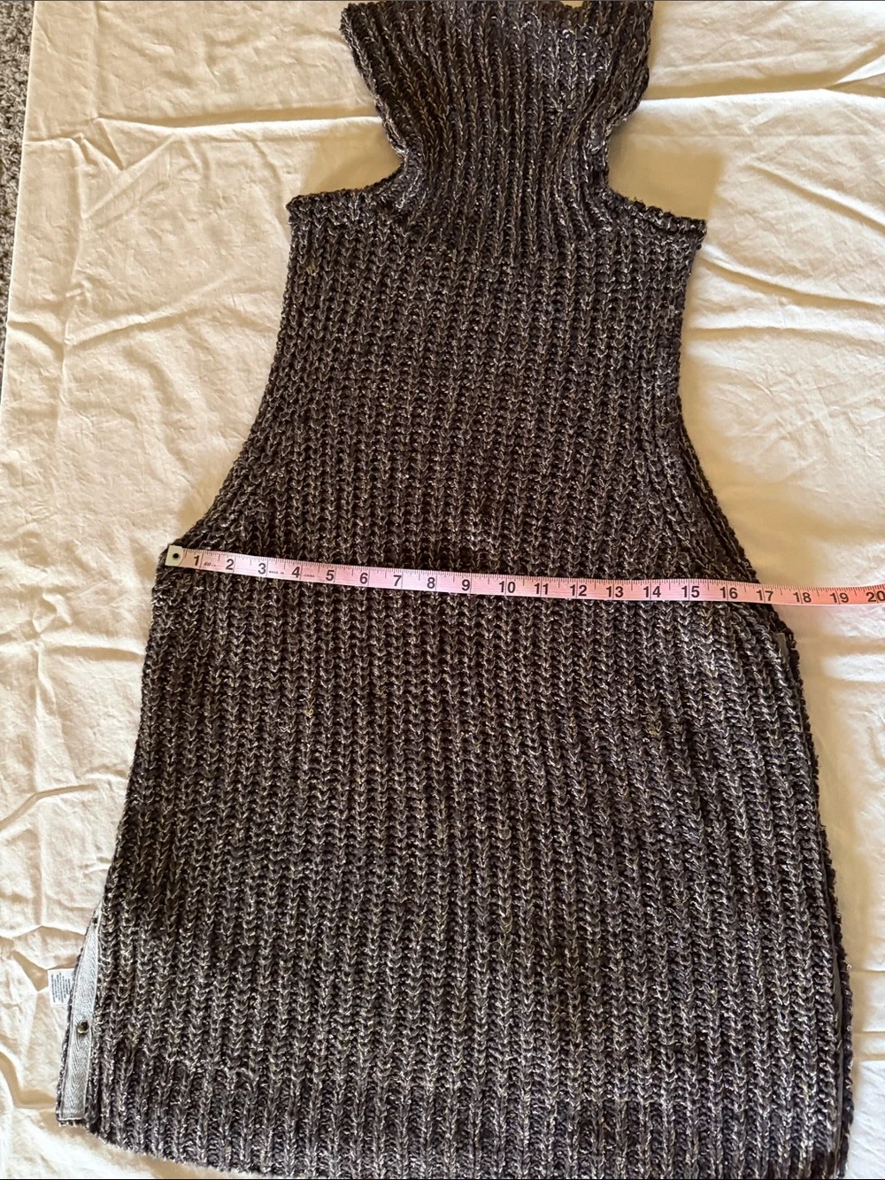 Sleeveless Cowl Neck Knit Vest in Charcoal